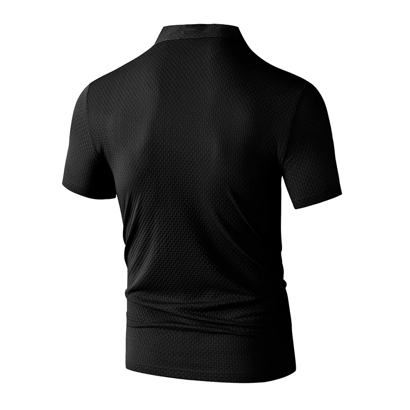 Hochelastisches Herren-Poloshirt mit Waffelstruktur, knitterfrei, Business-Casual, Kurzarm, für unterwegs. – Detail 21
