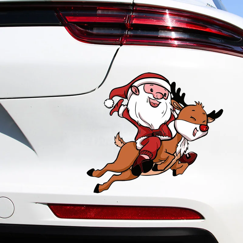 Christmas New Car Window Sticker, Decoration Side Window Bumper Sticker, Santa Claus Elk Car Glass Decoration Sticker
