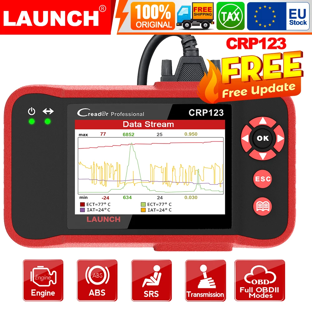 Launch CRP123X 4 System Code Scanner For Engine Transmission ABS SRS Diagnostic