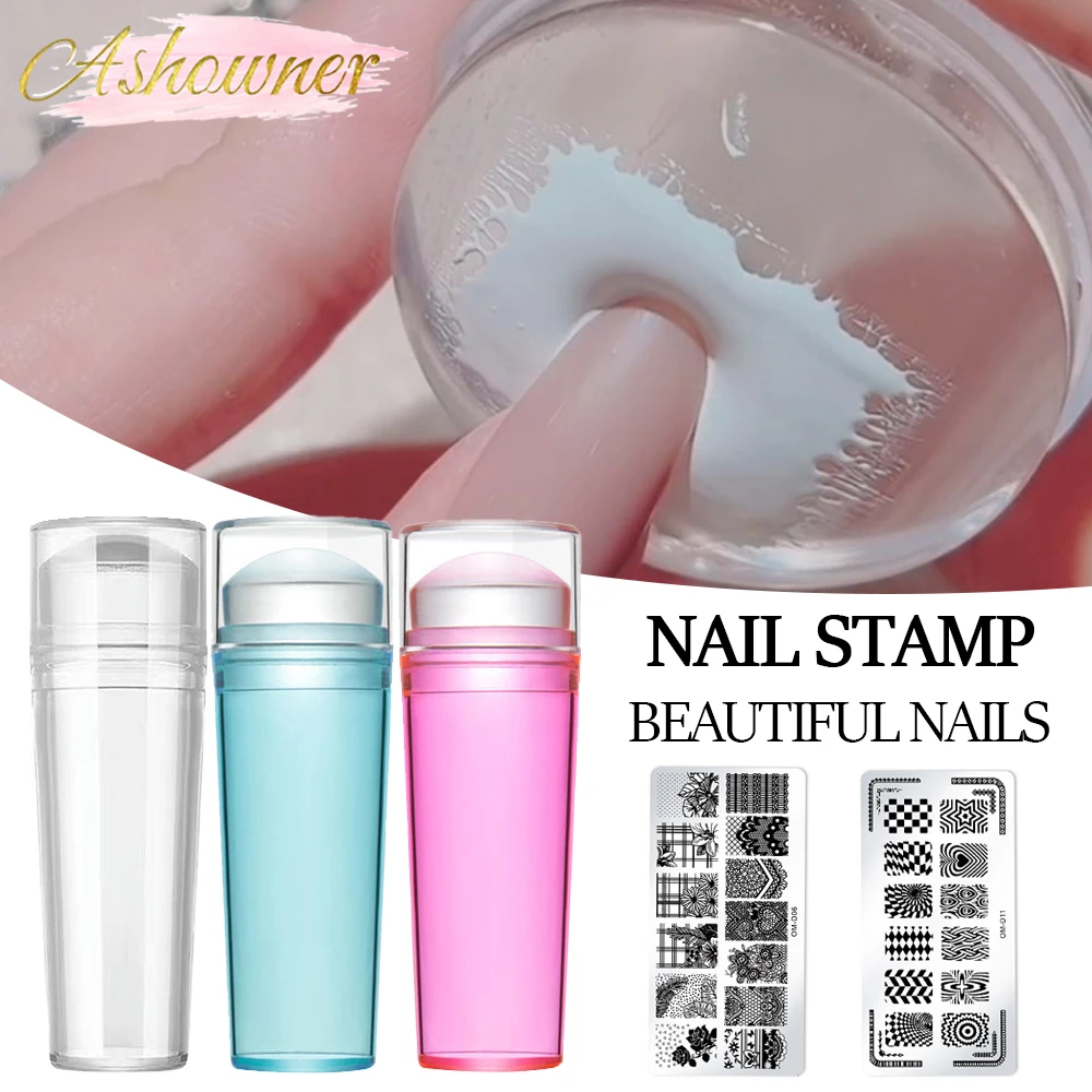 Nail Art Tools Transparent Nail Stamper Scraper 2pcs Jelly Silicone Stamp French Nails Manicuring Kits Stamping Tool Set