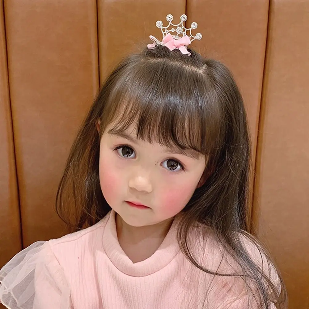 Fairy Adorable Girl Headdress Star Crown Alloy Rhinestone Hair Accessory Headwear Bow Hair Clip Kids Hairpin wedding hair combs headwear bridal women girl headpiece headbands accessories rhinestone tiara jewelry ornaments