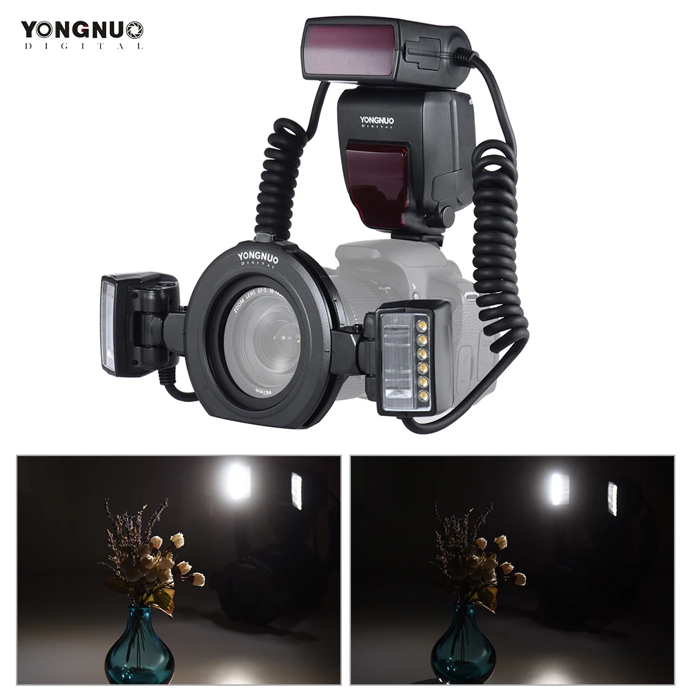 YONGNUO YN24EX Flash Speedlite 5600K with 2pcs Flash Heads and 4pcs Adapter Ring