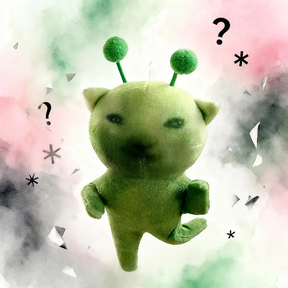 Grünes Alien-Katzen-Plüschtier, bewegliches und verformbares Stofftier, kreativer hässlicher süßer Plüsch-Schlüsselanhänger für Geschenke – Detail 8