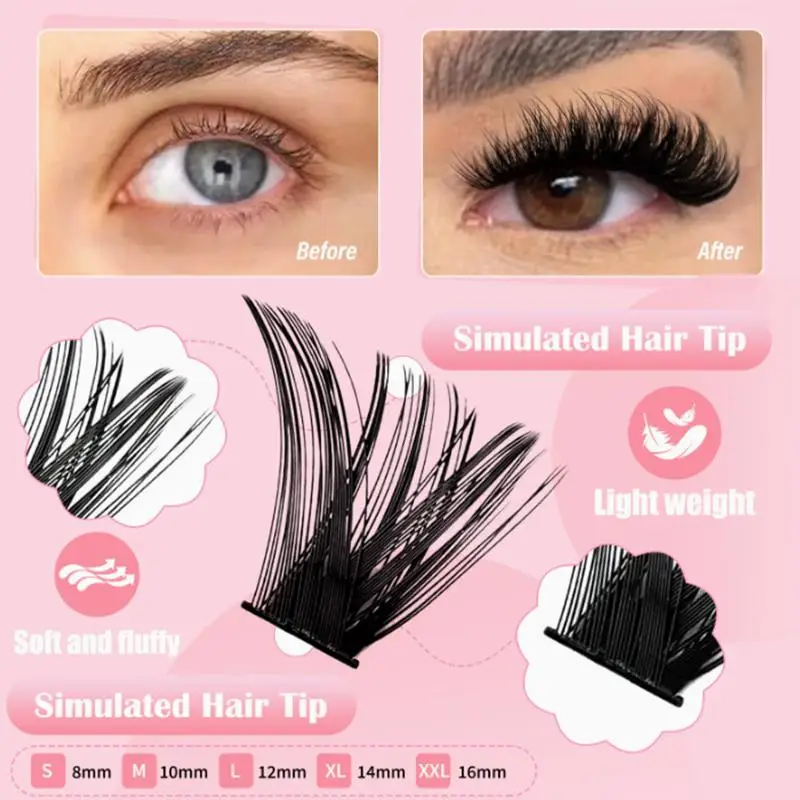 DIY ﻿ Wimpernverlängerung 30D 40D 50D 60D 80D Natürliche Cluster-Federwimpern-Set Segmentierte Wimpern Flauschige Wimpern zum Aufkleben – Detail 5
