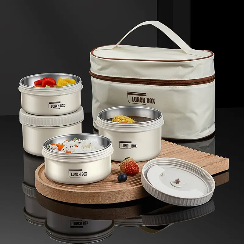 mnjin portable insulated lunch container set stackable stainless