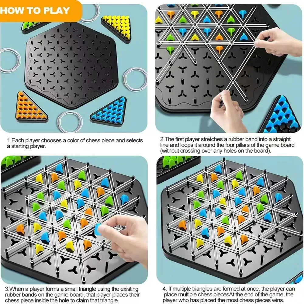Geometry Chain Triangle Chess Game Triggle Rubber Band Game Family Interaction Exercise Thinking Fun Strategy Family Board Game