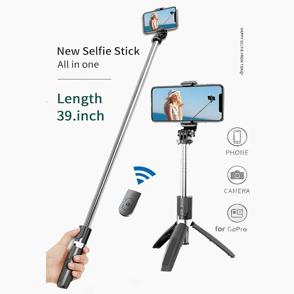 Q01 Wireless Selfie Stick Extension, Bluetooth, Monopé Dobrável, Tripé