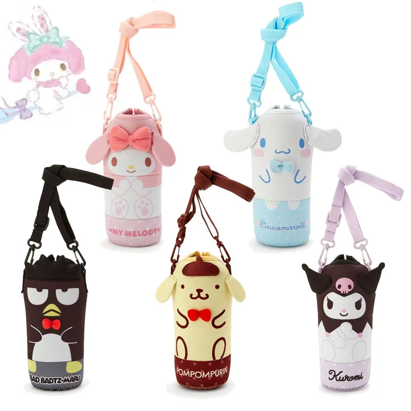 

Kawaii Sanrioed Water Bottle Pouch Anime My Melody Kuromi Water Cup Protector Insulation Cover Outdoor Portable Travel Toys Gift
