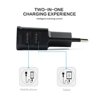 Cargador de teléfono móvil Dual USB Cargador UE Adaptador de cargador de pared de viaje para iPhone 8 7 Samsung Xiaomi Cargador Universal de teléfono 1