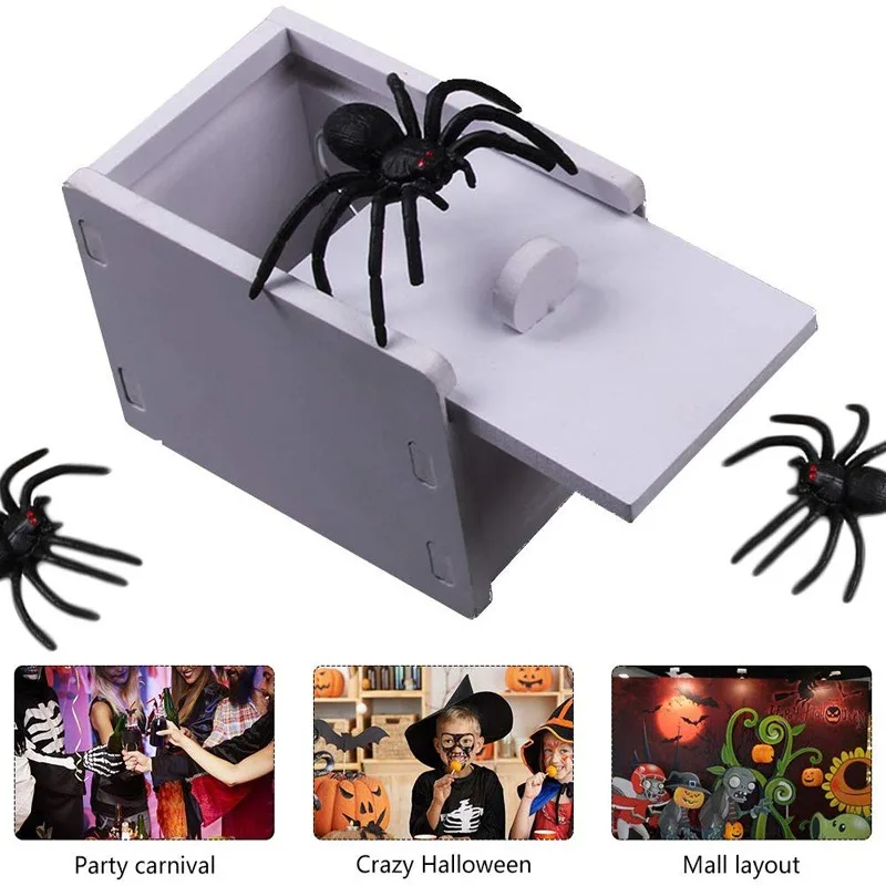 

April Fool's Day Gift Wooden Prank Trick Practical Joke Home Office Scare Toy Box Gag Spider Mouse Kids Funny Play Joke Gift Toy