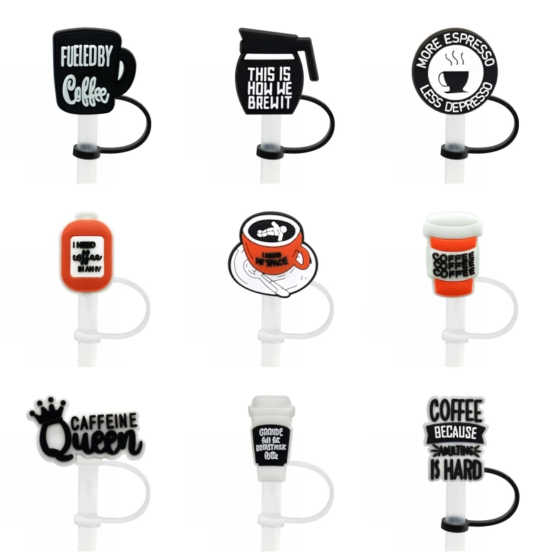 1PCS PVC Straw Cover 2023 New Arrival Coffee Series Plastic Straw