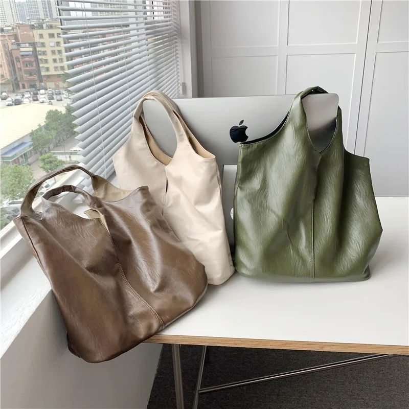 Individual Designer Shoulder Bag For Women Vegan PU Leather Soft Tote Large A4 School Work Business Bag Female Double Side