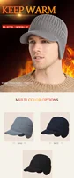 Men Winter Knitted Hat Outdoor Ear Protection Warmth Peaked Cap Casual Fashion 3