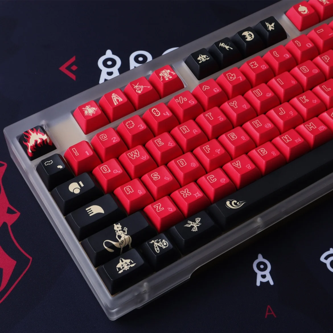 Teclado Mecânico Keycap Teclas para Interruptor mx Cereja Preto Vermelho Perfil Kca Pbt Sublimação de Tintura 61 64 75 84 84 87 980 143 Chaves - Imagem 6