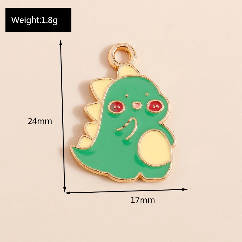 10 Stück Gemischte Niedliche Tier-Anhänger Grüne Emaille Schmetterling Dinosaurier Fisch Muschel Frosch Anhänger für DIY Ohrringe Halskette Schmuckherstellung – Detail 8