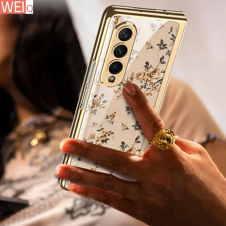 

Чехол из закаленного стекла с рисунком для Samsung Galaxy Z, складной чехол 4, защитная рамка для задней линзы для Galaxy Z, Fold4, чехол ZFOLD4
