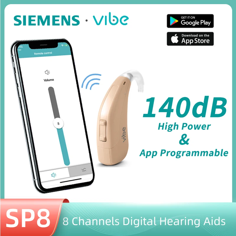 Siemens Vibe 140db 8 Channel Digital Hearing Aid hearing aid For Severe to Profound Deaf App Programmable