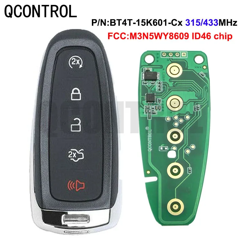

Qcontrol 5 Button Remote Start Smart Prox Key 315MHz 433MHz ID46 for Ford Edge Escape Expedition C-max Taurus, M3N5WY8609