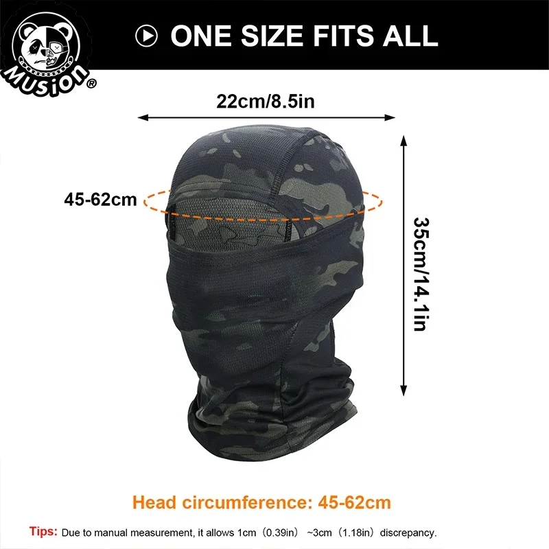 Musion Camo Passamontagna Maschera Bandana Cappuccio Copricapo per Ciclismo Sci Caccia - immagine 3