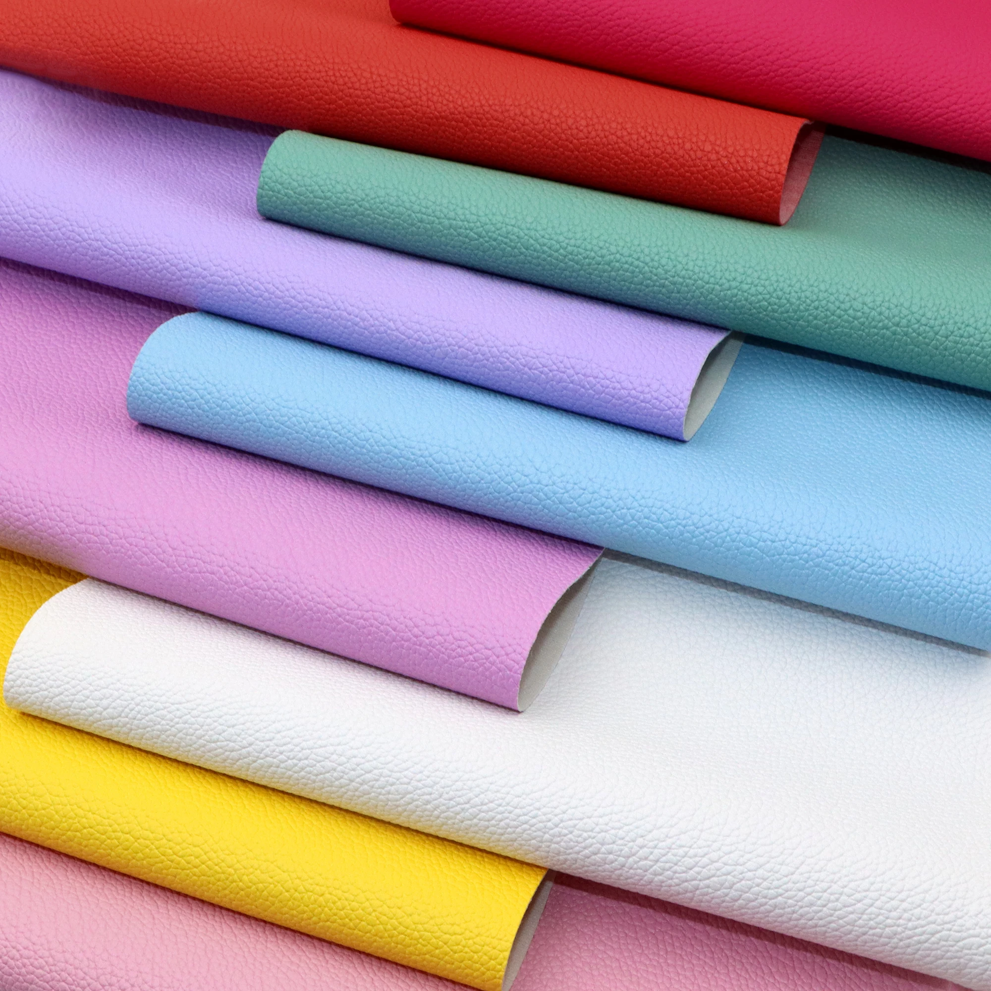 20x33cm Solid Color Faux Leather Sheet Lychee Textured Candy Plain Color Synthetic Leather Fabric Sheets for DIY Projects 1Pc