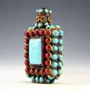 Chinese Old Tibet Silver Cloisonne beads beautiful turquoise snuff bottle 4