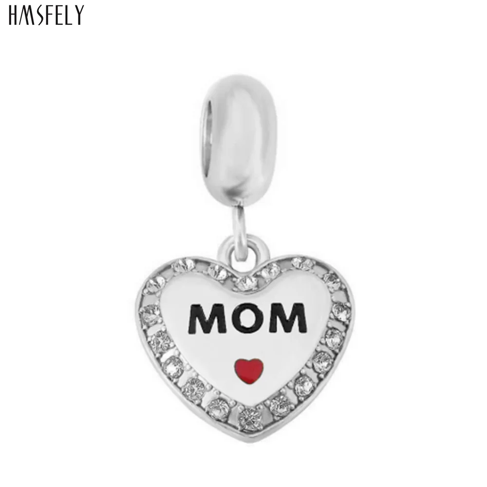 

HMSFELY MOM Heart Steel Pendant For DIY Bracelet Necklace Jewelry Making Accessories Women Bracelets Parts