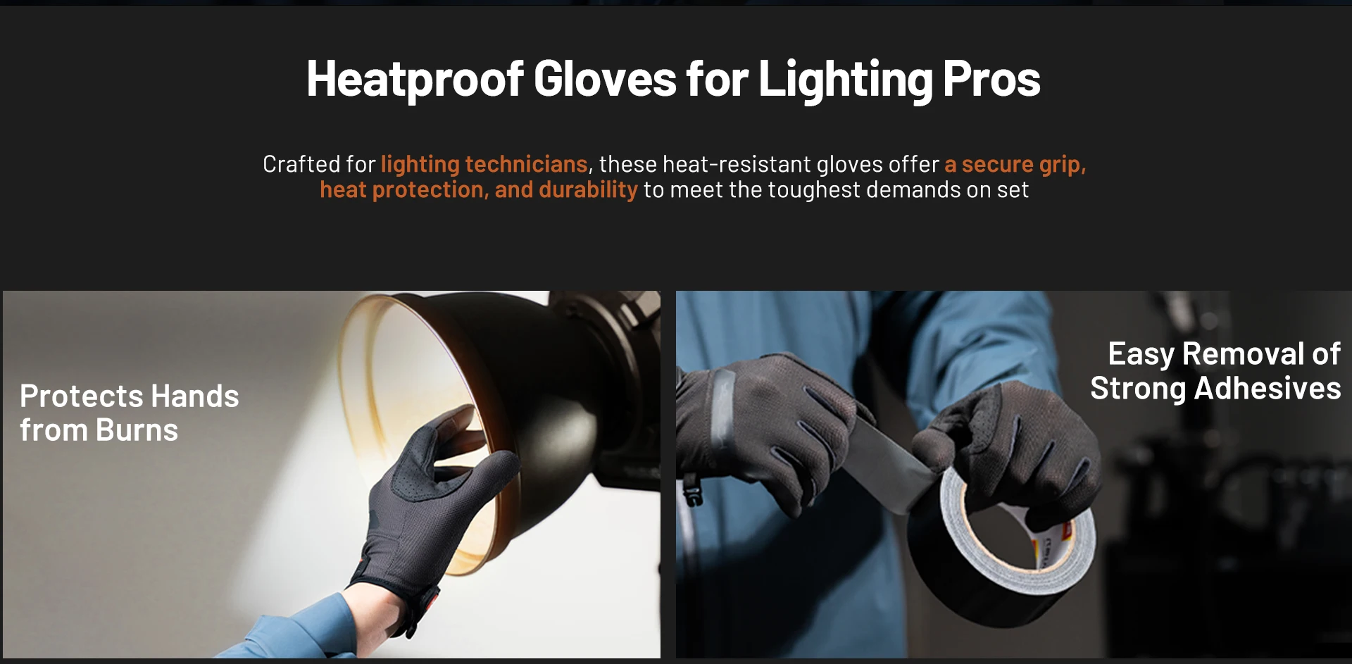 PGYTECH Isolierte Fotografie-Handschuhe, Beleuchtungstechniker, Fotografie-Handschuhe, hochtemperaturbeständig, rutschfest, verschleißfest – Detail 2