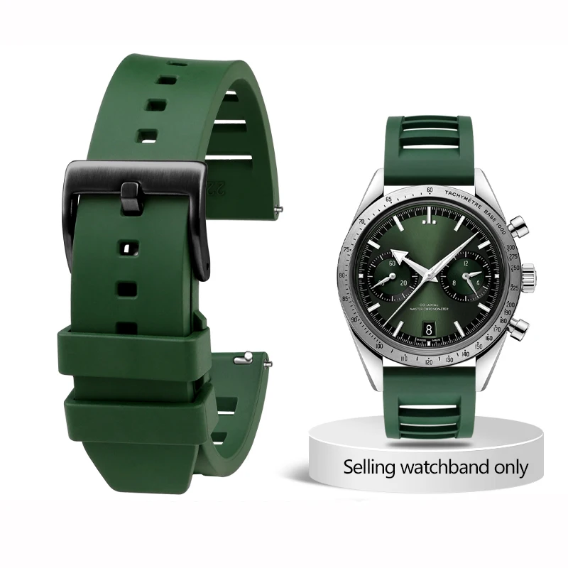 thumbnail image 1 of Correa de caucho fluorado para Seiko IWC Rolex Waffle Strap Bracelets Fashion Universal Mens Diver Silicone Sports Watch Band 20 22mm, 1 of 5