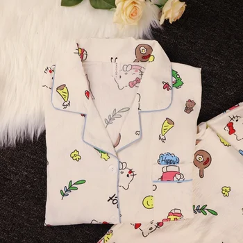 جديد مرحبا كيتي منامة مطبوعة مجموعة المرأة طويلة الأكمام ملابس خاصة المتسكعون مريح لطيف المنزل الزي ربيع الخريف الموضة الكورية 2