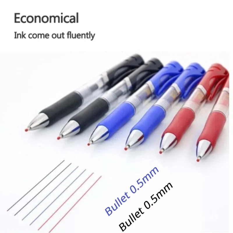 23pcs Retractable Ballpoint Pen Large Capacity 0.5mm Ballpoint Pen Black/Red/Blue Replaceable Refill Stationery School Supplies 3