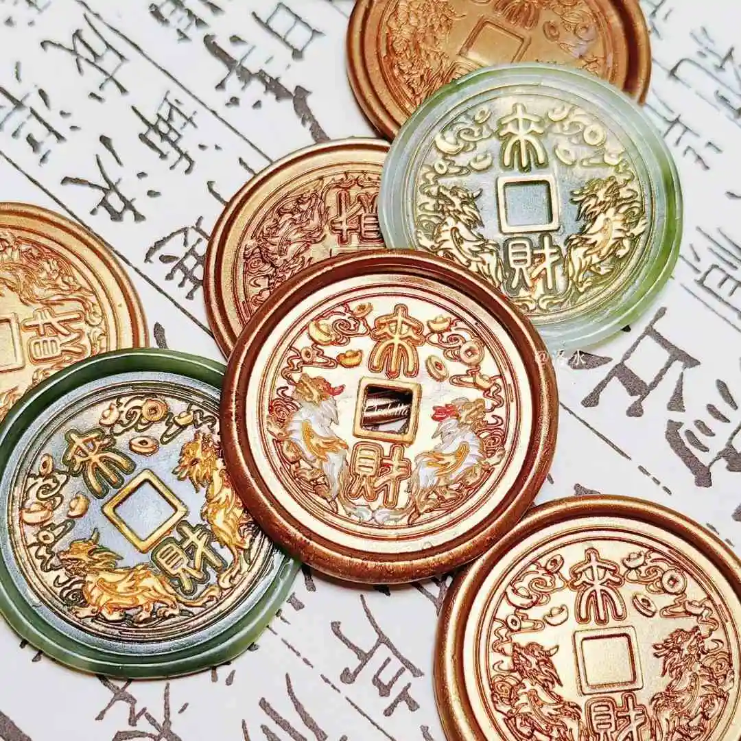 New Lacquer Seal Seal Head Multi-Layer Embossed Brass Head Envelope Invitation Sealed Hand Account Birthday Gift Stamp Toy