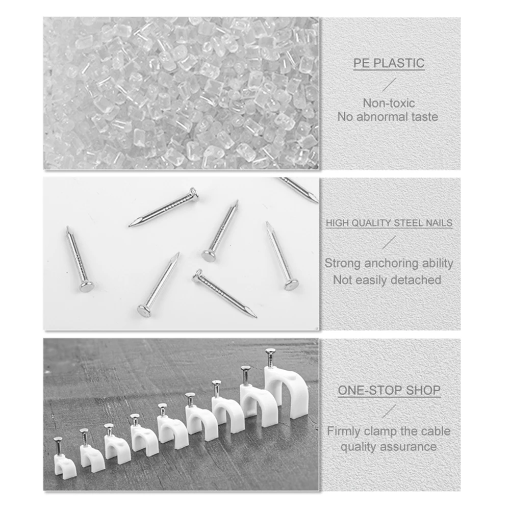 100PCS Circle Nail Clip 4/5/6/7/8/9/10/12mm Cable Clips R-Type Nylon Clamp Plastic White Hose Fasteners Electrical Wire Fitting cable clip cable clamp