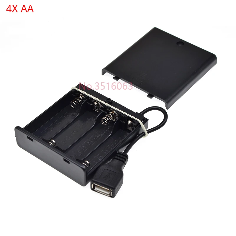 USB Female AA Battery Box Switch 1AA/2AA/3AA/4AA 1X/2X/3X/4X Slot Battery Holder Case Plug 1.5V/3V/4.5V/7V/9V/12V 1Pcs battery storage case battery case electrical box