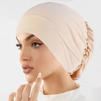 Mode musulmane femmes Hijabs doux extensible couleur unie Turban chapeau Cancer chimio bonnets casquettes chapeaux bandeau cheveux accessoires 4