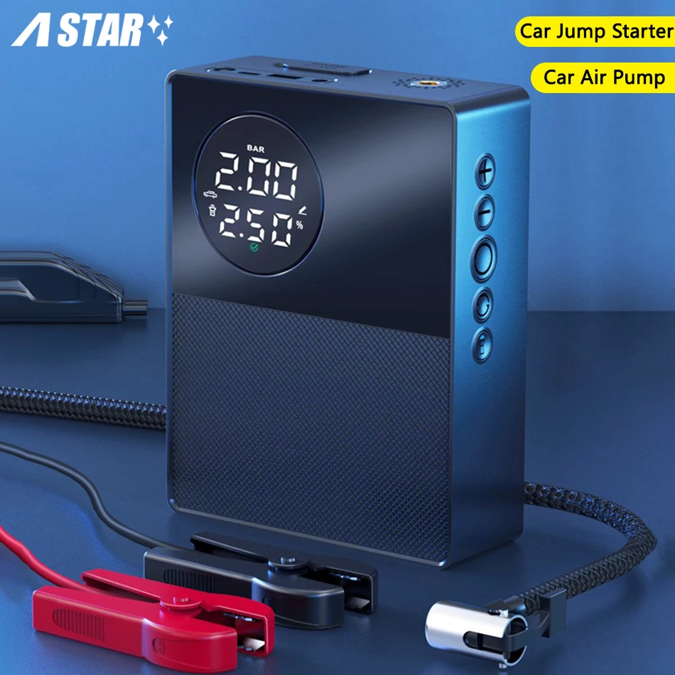 

2 In 1 Car Jump Starter 8000mAh 1000A Car Emergency Power Supply Digital Tire Inflator 150PSI For Car Ball Pump Air Compressor