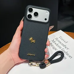Elegant Fashion Necklace Phone Case with Hand Strap and Enhanced Protection - iPhone 12 Pro (Black)