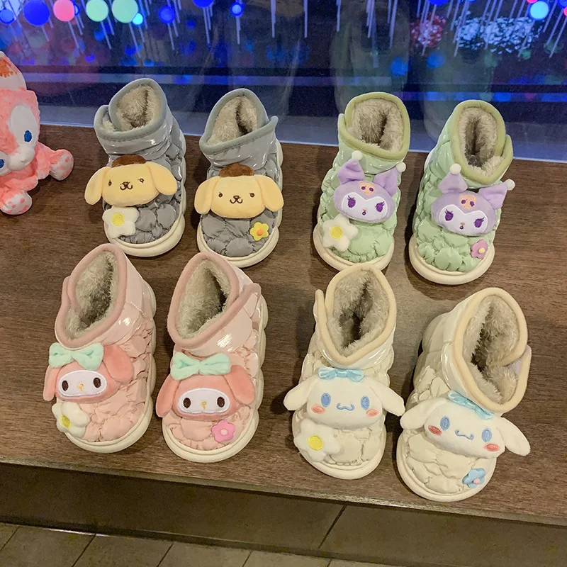 

Anime Kawaii Sanrio My Melody Kuromi Children's Snow Boots Autumn Winter New Girls Thickened Warm Short Boots Gifts for Kids