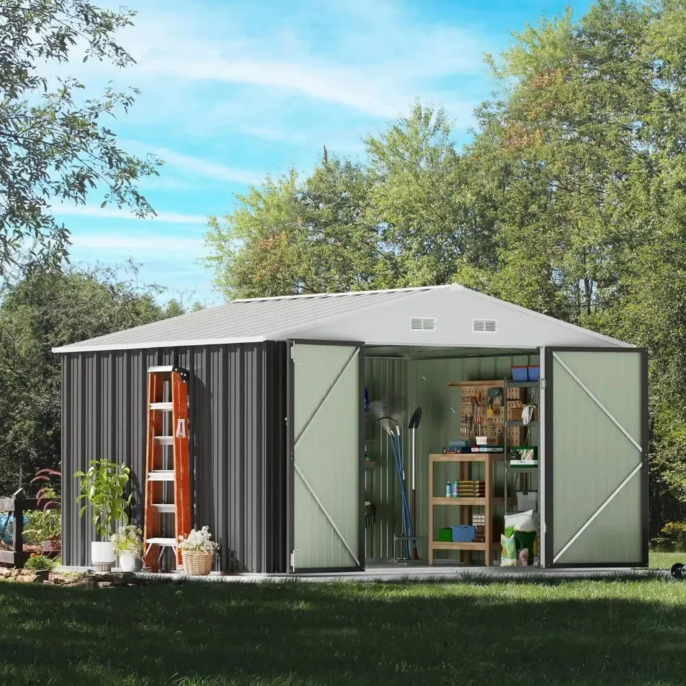 8 x 10 FT Metal Garden Sheds & Outdoor Storage Clearance, Large Tool Shed Outdoor with Single Lockable Door for Lawn Backyard
