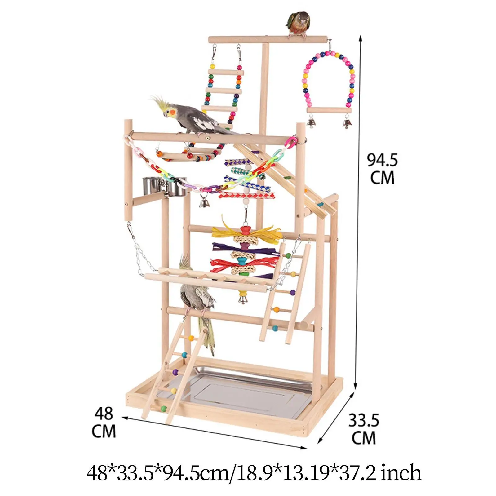 Parrot Bird Playground Wood Perch Stand Large Luxury Parrot Toy Relieving Boredom Self for Finch Small Parakeets Budgie