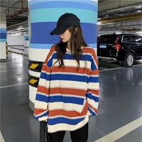 autumn Hoodies Striped Oversized Sweatshirt Women Harajuku Pullovers Korean Fashion Couples Matching Long Sleeve Tops Streetwear - Image 3
