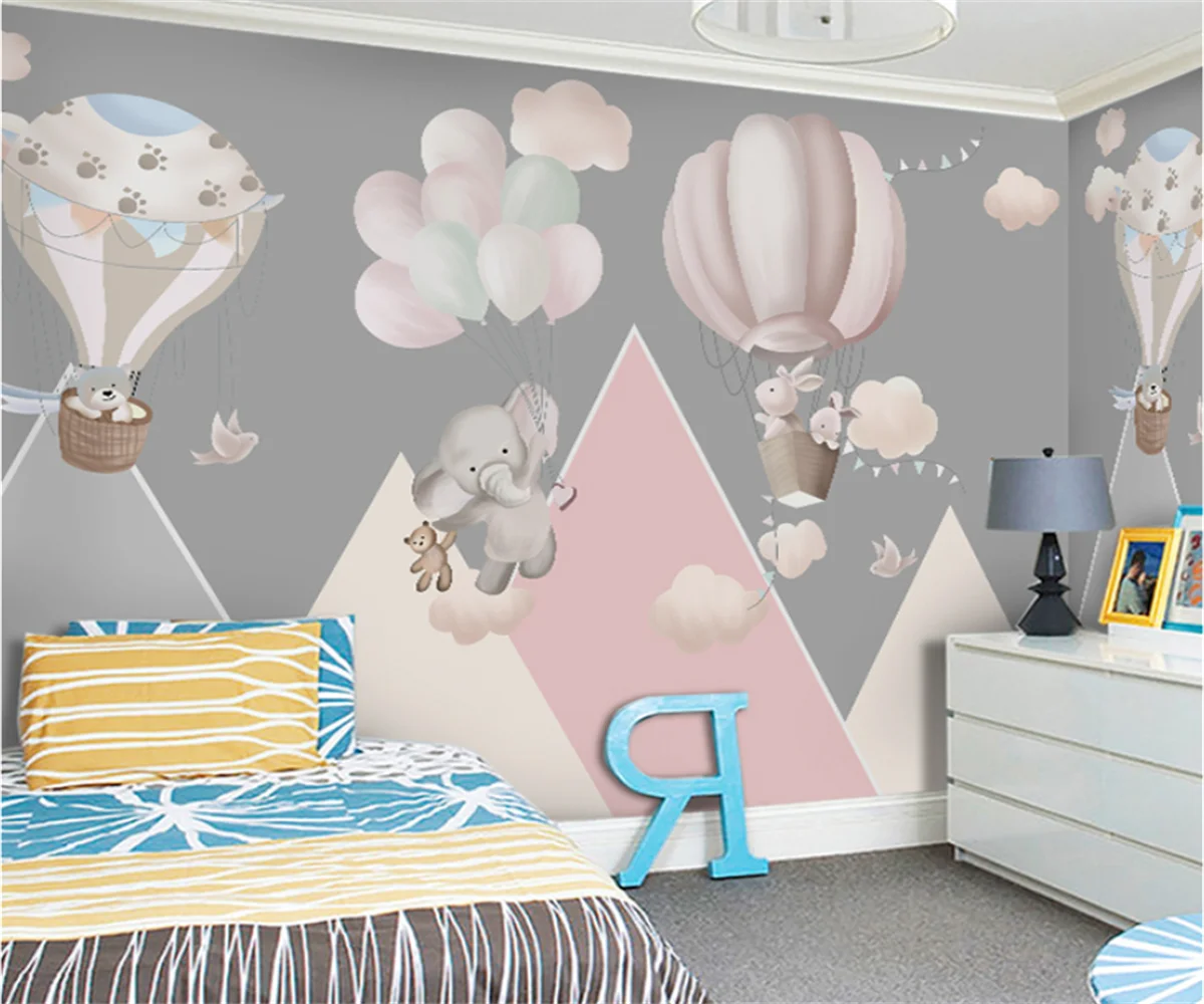 do bebe balao moderno elefante coelho rosa cinza menina geometrica 02