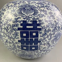 Blue And White With The Happy Character Round Jar Tea Jar Storage Jar Antique Ornaments Collection 2