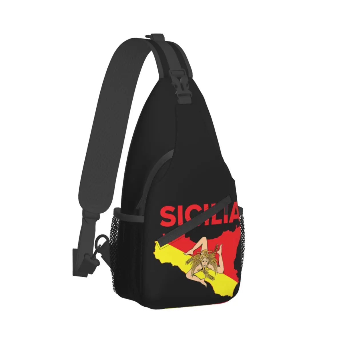 

Sicilian Pride Sicilia Flag Sling Bag Chest Crossbody Shoulder Sling Backpack Outdoor Daypacks Italy of the Sicily Flag Satchel