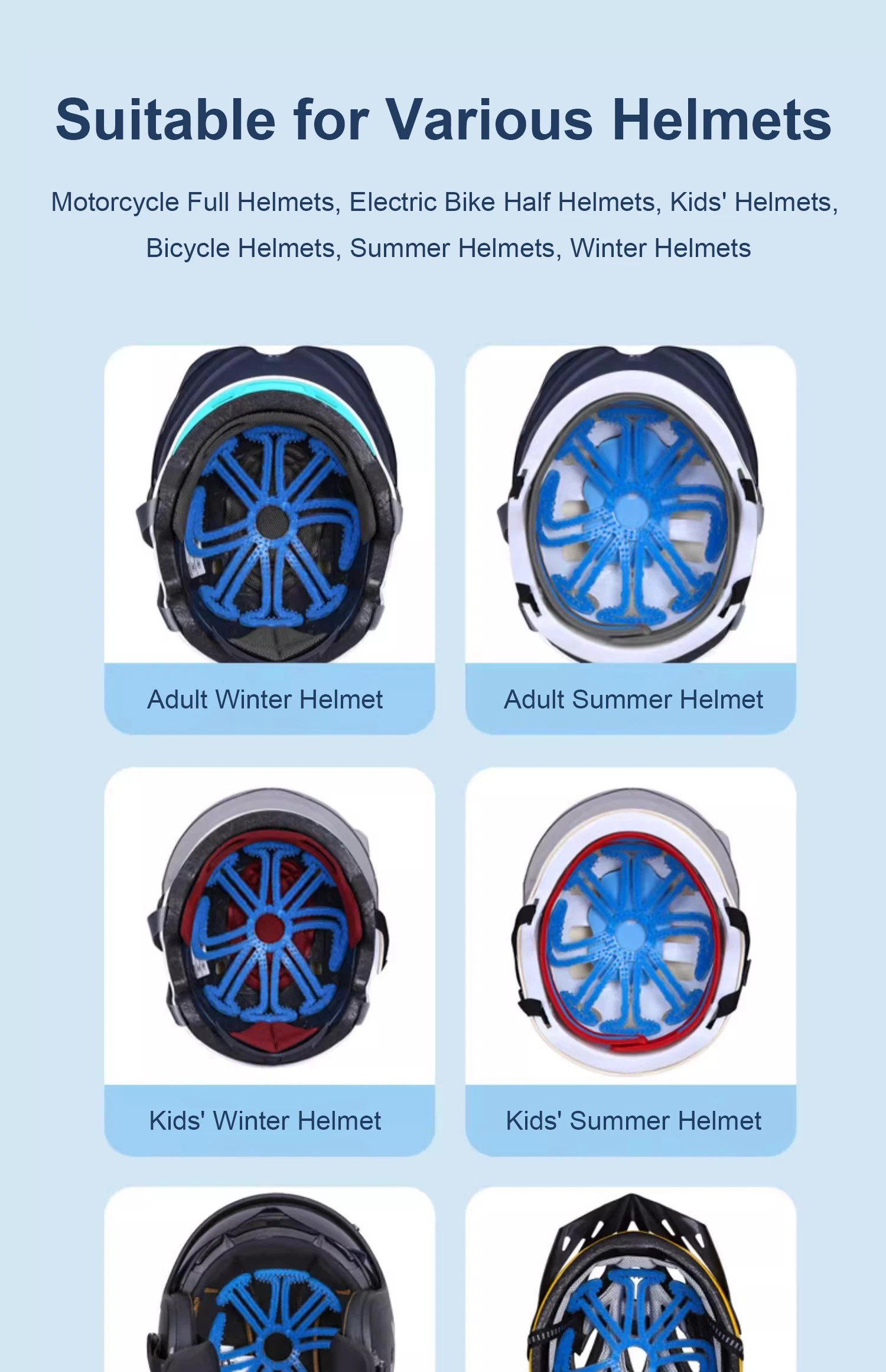 Flexible Helm Innere Silikon Pad Weiche Atmungsaktive Helm Liner Pad Schutzhelm Polsterung Rennrad Motorrad Zubehör – Detail 7