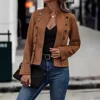 Hot Sale Of The Season New Style Pure Color Double Button Decorative Jacket Long Sleeve Deer Suede Velvet Cross-Border Street...