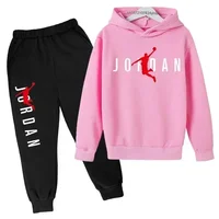 Enfants automne printemps tendance lettre imprimer 2 pièces sweat à capuche + pantalon survêtements 3-13 ans garçons filles tenues décontractées enfants vêtements ensembles 3