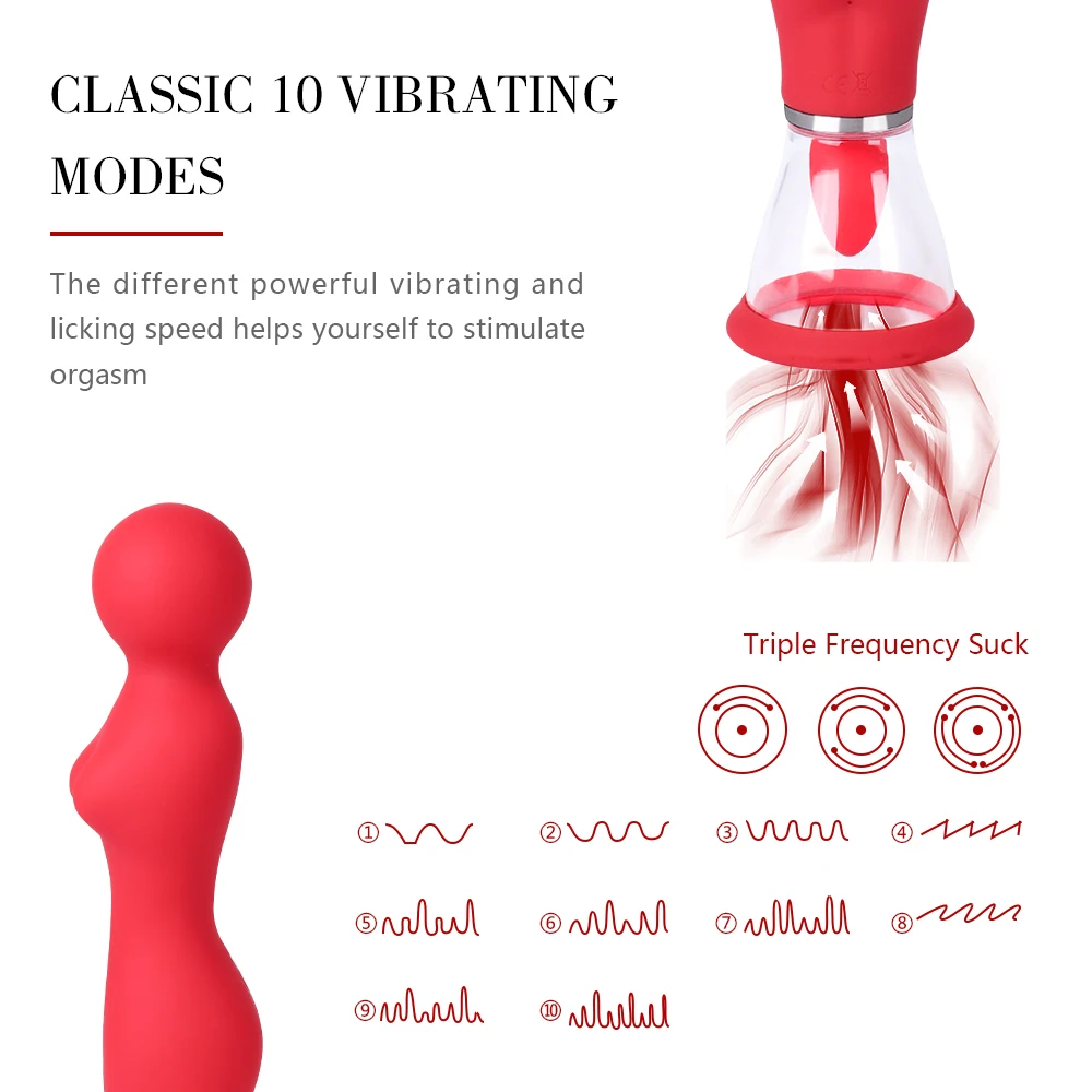 Clitoral Sucking Vibrator Tongue Licking Stimulator Waterproof G Spot Vibrator with 10 Vibrations Modes Adult Sex Toys for Women