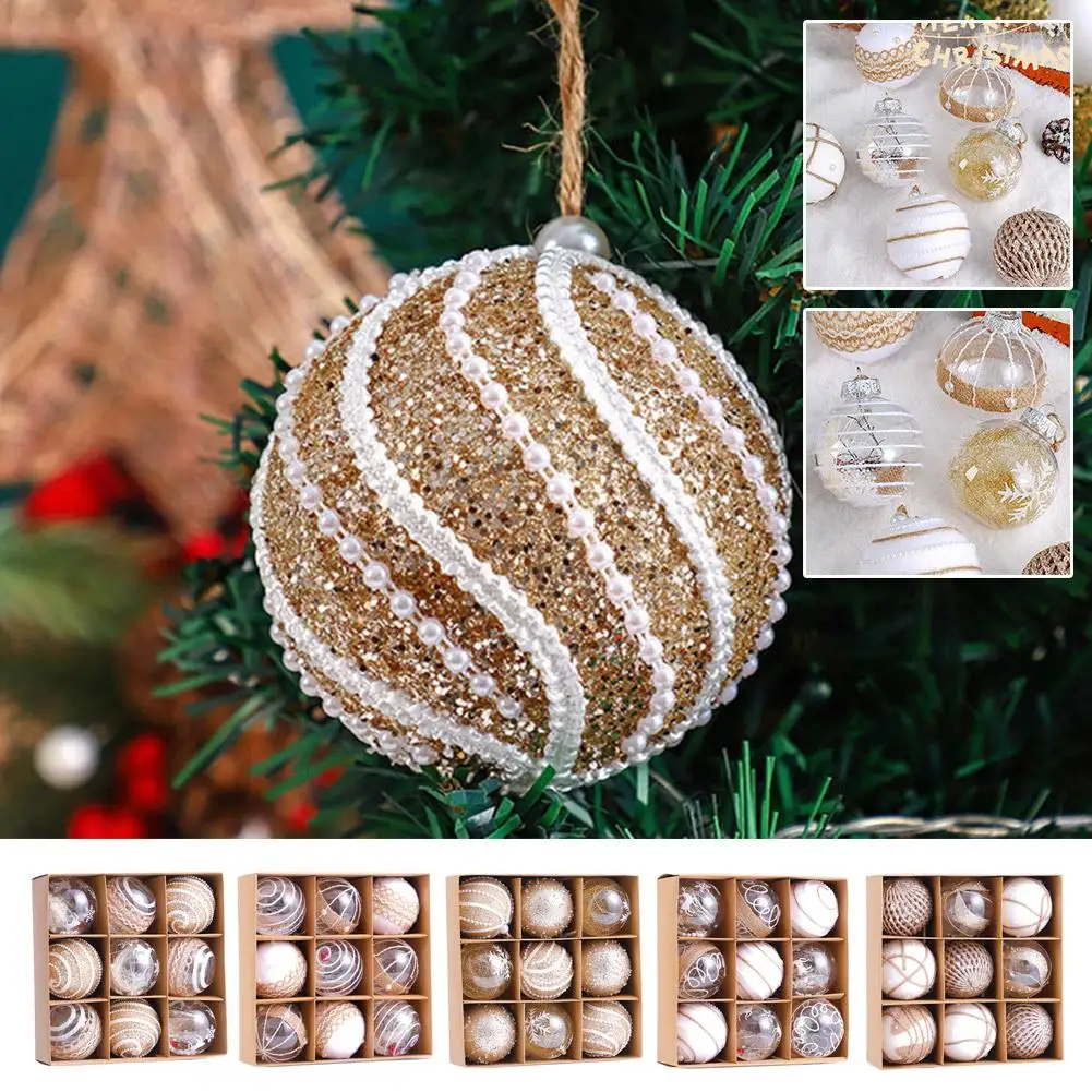 

Champagne 8cm Christmas Ball Colorful Ball Gift Box Christmas Tree Decorative Ornaments Show Window Scene Layout Photo Props Ins