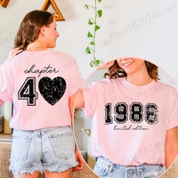 Short Sleeve T-Shirts for Women 40th Birthday Regular Sportswear Vintage 1986 40 Bday Women's Stretch Polyester Casual Creative 1