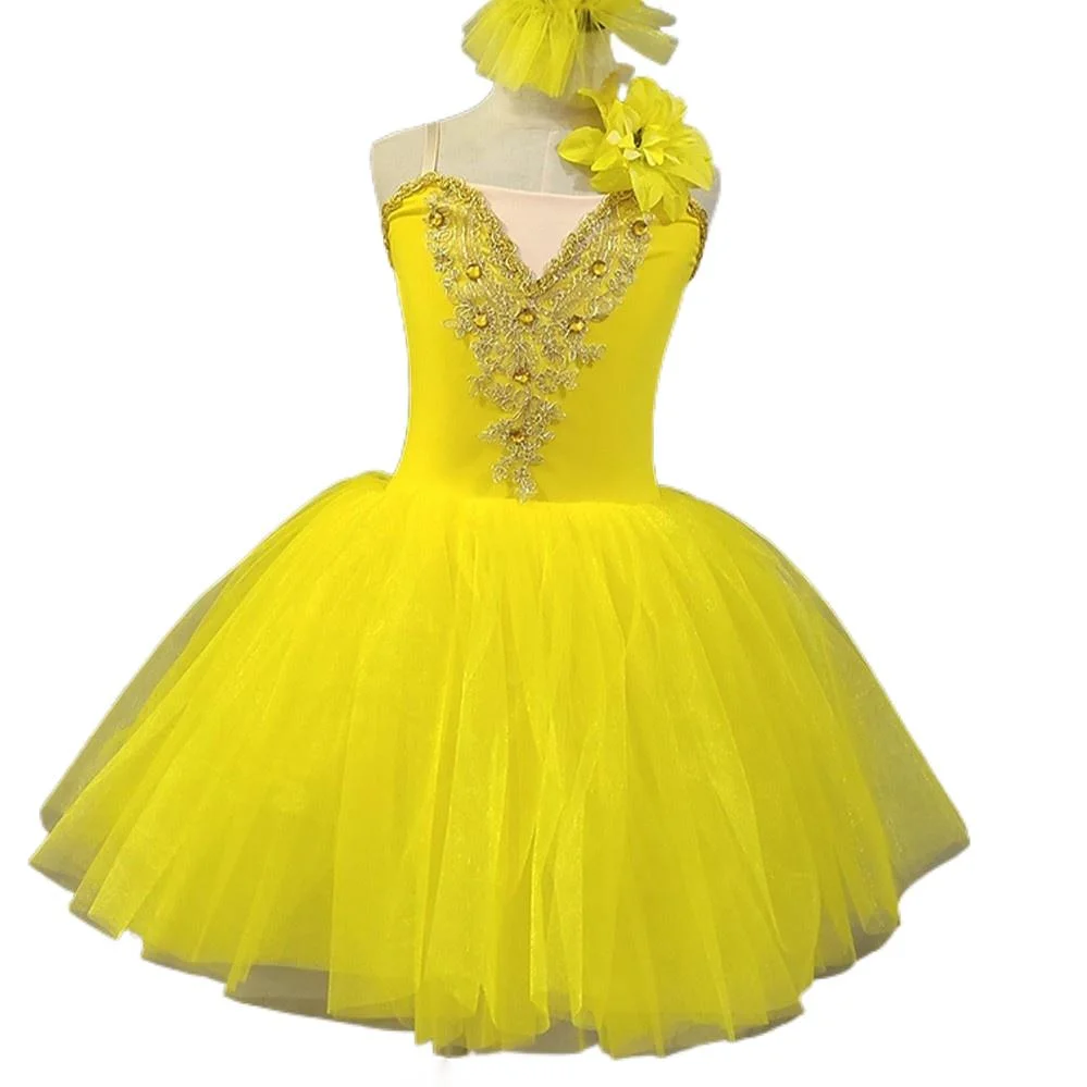 цена Детское балетное платье для выступлений, длинное Романтическое Платье-пачка для танцев лебедей, балетное платье для девочек